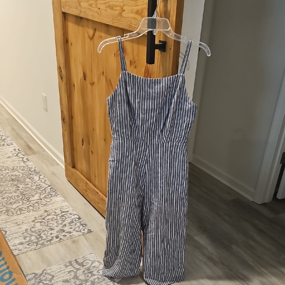 Old Navy Nautical-Inspired Blue and White Striped Jumpsuit